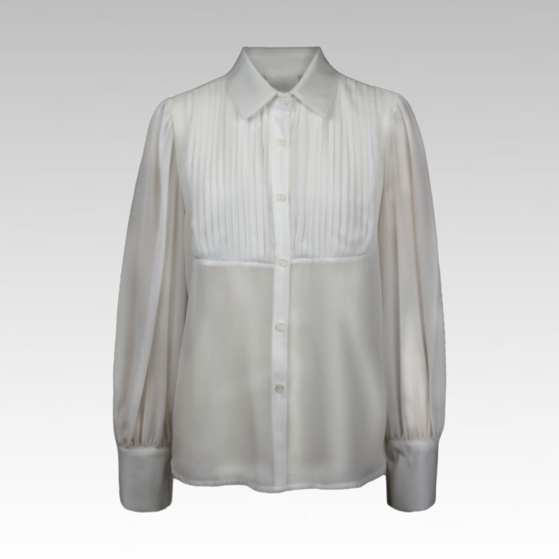 Camicia con plastron plissettato