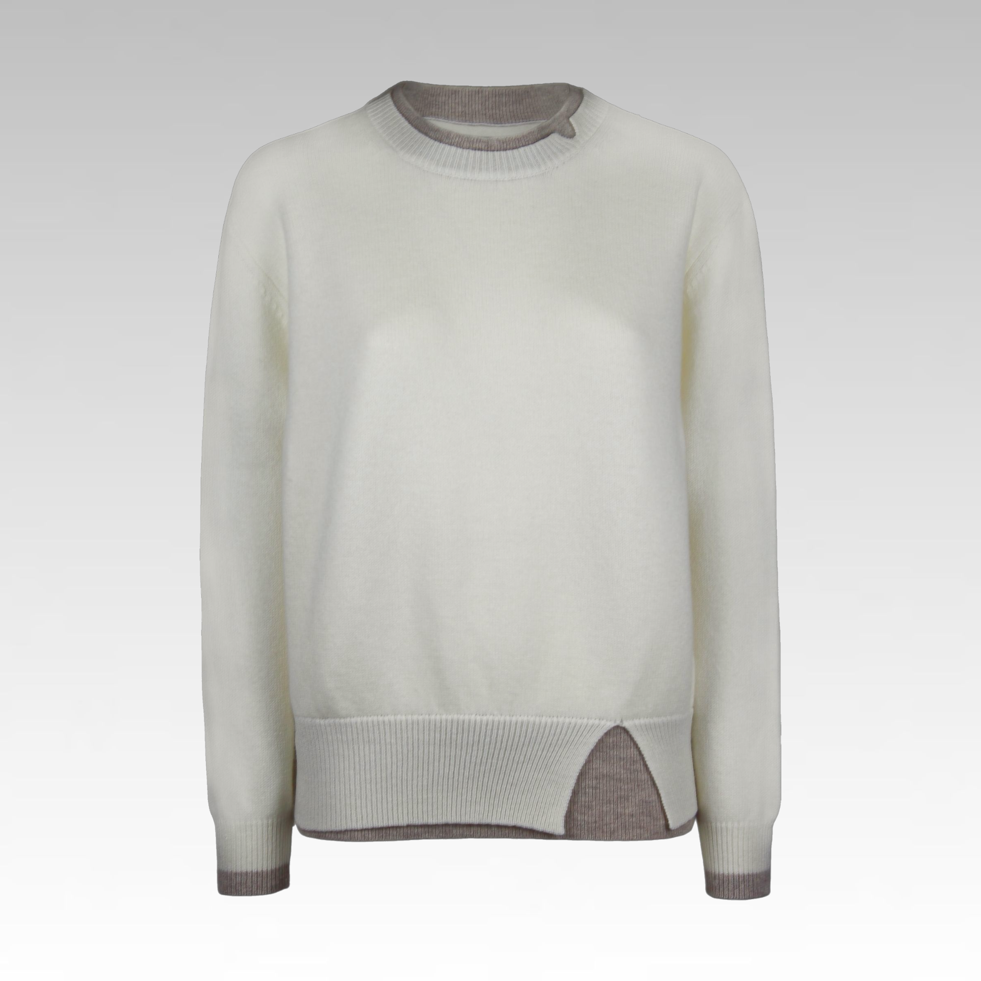 images/virtuemart/product/HELLEH EREDI PISCOPO Maglia girocollo con bordi bicolore 1877 LATTE BEIGE.png