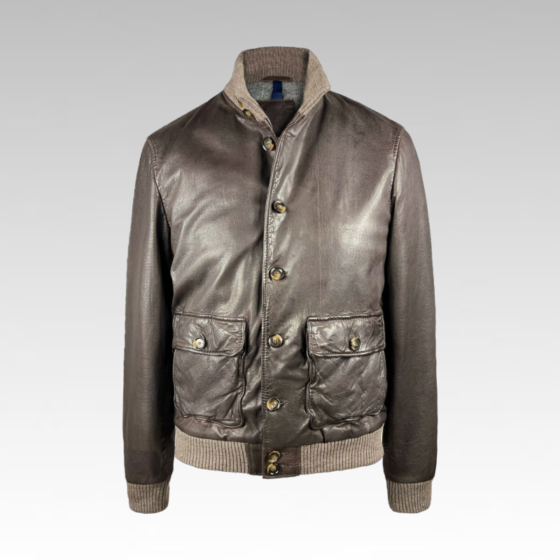 THE JACK LEATHERS - Giubbotto in pelle di vitello "Mark" effetto vintage